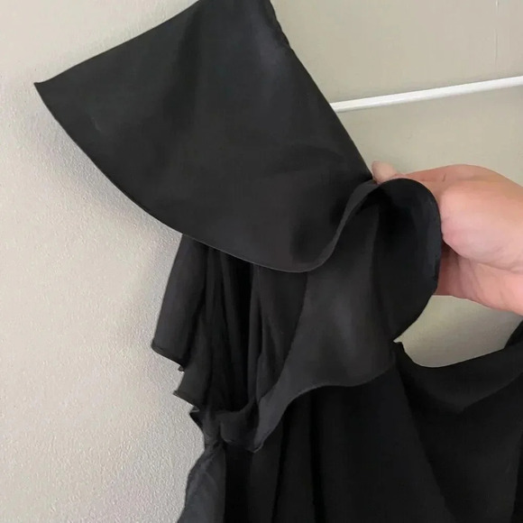 White House Black Market Womens Black Dress 8 One Shoulder Ruffled LBD Cocktail - Picture 5 of 8